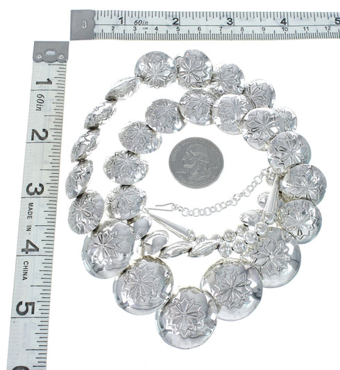 Navajo Turquoise Light Weight Hollow Sterling Silver Necklace AX129537